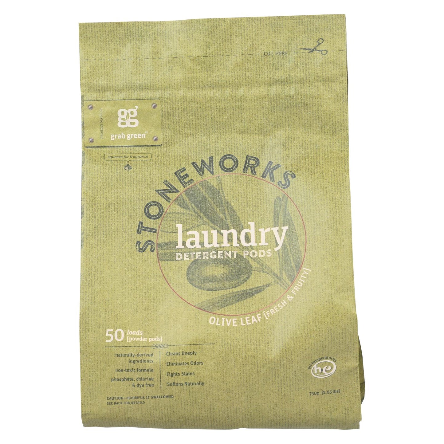 Stoneworks Olive Leaf Laundry Detergent Pods, 6 Cases x 50 Pods