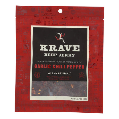 Krave Beef Jerky: Garlic Chili Pepper Delight (8-Pack, 2.7 Oz. Each)