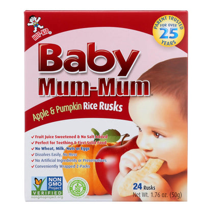 Baby MumMum Teething Rice Rusk (Pack of 6) - Apple and Pumpkin Flavored 1.76 Oz Snack