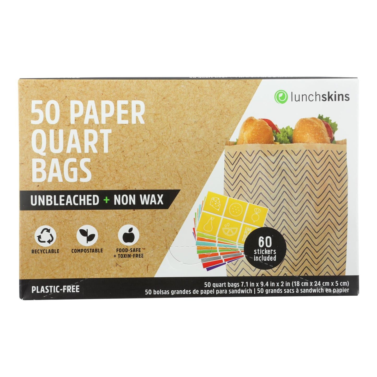 Lunchskins Chevron Paper Bags, 50 Count (Pack of 12)