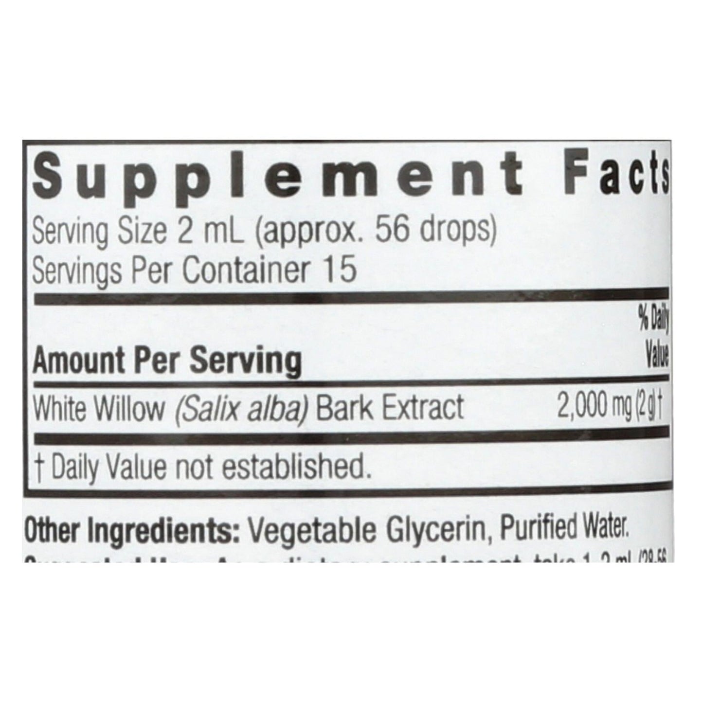 Nature's Answer White Willow Bark Extract Non-Alcohol Liquid Extract, Pain Relief, 1 Fl Oz