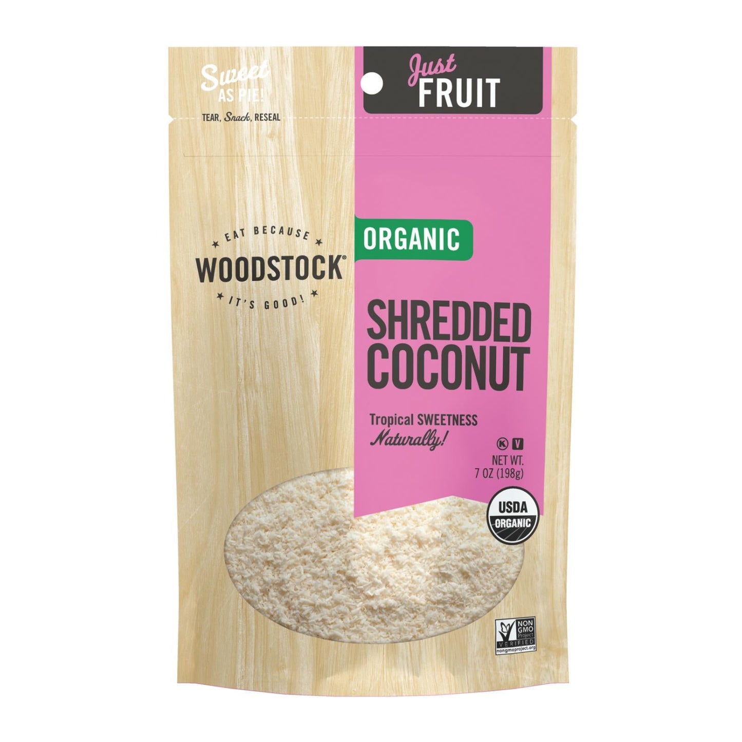Woodstock Organic Shredded Coconut - Unsweetened, Non-GMO (8 Pack x 7 Oz.)