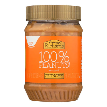 Crazy Richard's Crunchy Peanut Butter, 12 Pack of 16 Oz. Jars