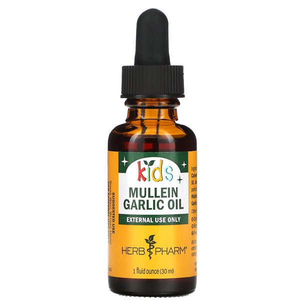 Herb Pharm Kids Ear Mullein Garlic Oil - Natural Earache Relief for Children - 1 Fl Oz