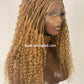 Wet And Wavy 100% Human Hair Knotless Braid Wig, HD Full Lace, Blond Color