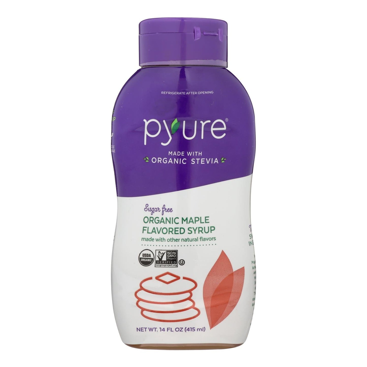 Pyure Brands Maple-Flavored Sugar-Free Syrup Stevia Sweetener (Pack of 6) 14 Fl Oz