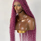 Bohemian Knotless Braid Wig, Pink Color (100% Human Hair Curls) Full lace - Tara