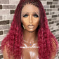 Wet And Wavy 100% Human Hair Knotless Braid Wig, HD Full Lace, Burgundy