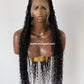 French Braid Bohemian Cornrow Wig, 100% Human Hair, Full Lace, Black Color - Dash (Tara)