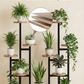 8-Tier Metal & Wood Plant Stand, Multi-Level Indoor Outdoor Flower Shelf, Tall Corner Planter Rack