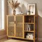Bamboo 4 Tier Floor Cabinet with Doors, Freestanding Storage