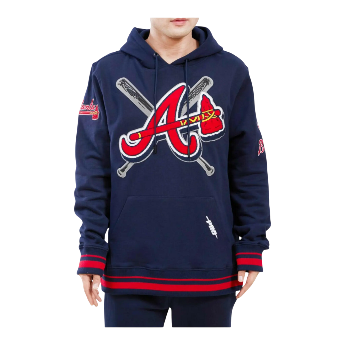 Pro Standard Atlanta Braves Mash Up Logo Men Hoodie Midnight Navy