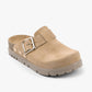 Andora II by LEON- Women’s Leather Platform Clog- Adjustable Buckle & Cork-Style Slide