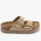 Portofino II by LEON- Women’s Leather Sandal – Double Strap Slide with Cork-style Footbed & Adjustable Buckle