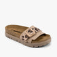 Tessa by LEON- Women’s Leather Sandal – Layered Strap Slide with Cork-style Footbed & Adjustable Buckle