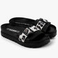 Tessa by LEON- Women’s Leather Sandal – Layered Strap Slide with Cork-style Footbed & Adjustable Buckle