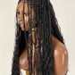Crush Bohemian Cornrow Braided Wig, Swiss Full Lace, Black Color, Waist Length, Standard Density.