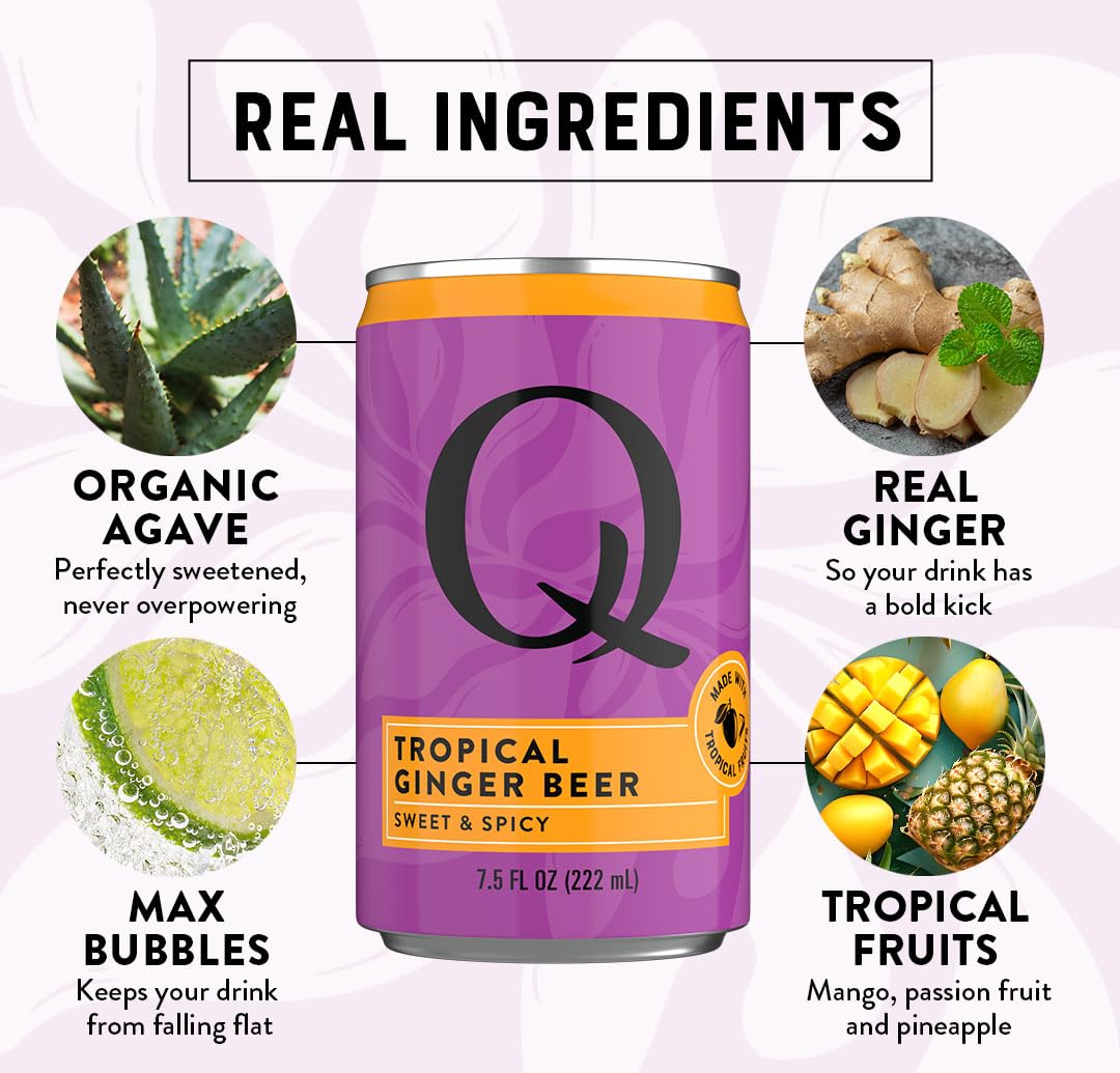 Q Drinks Ginger Beer Tropical (Pack of 6-4/7.5 Fl Oz)