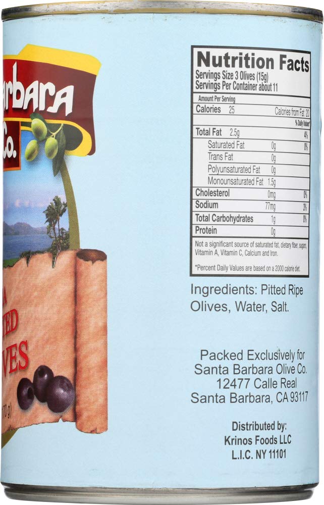Santa Barbara Black Pitted Olives, 12 x 5.75 Oz.