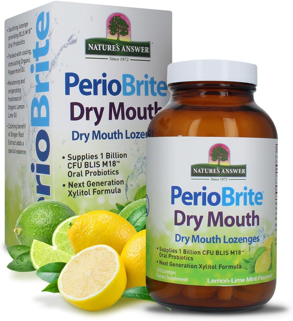 Nature's Answer PerioBrite Dry Mouth Lozenges, Lemon-Lime Mint, 100 Ct