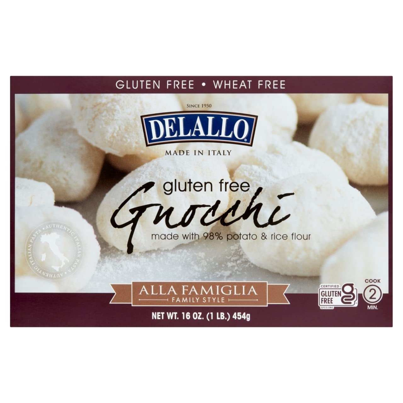Delallo Gluten-Free Potato Gnocchi, 12 oz, Pack of 6