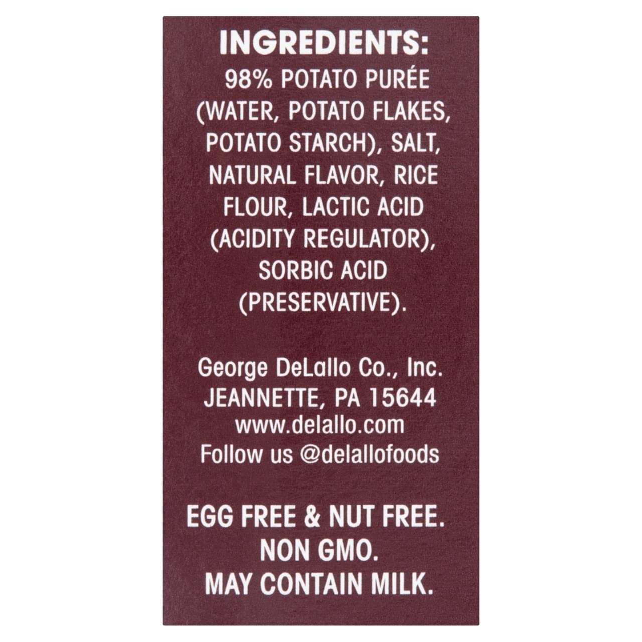 Delallo Gluten-Free Potato Gnocchi, 12 oz, Pack of 6