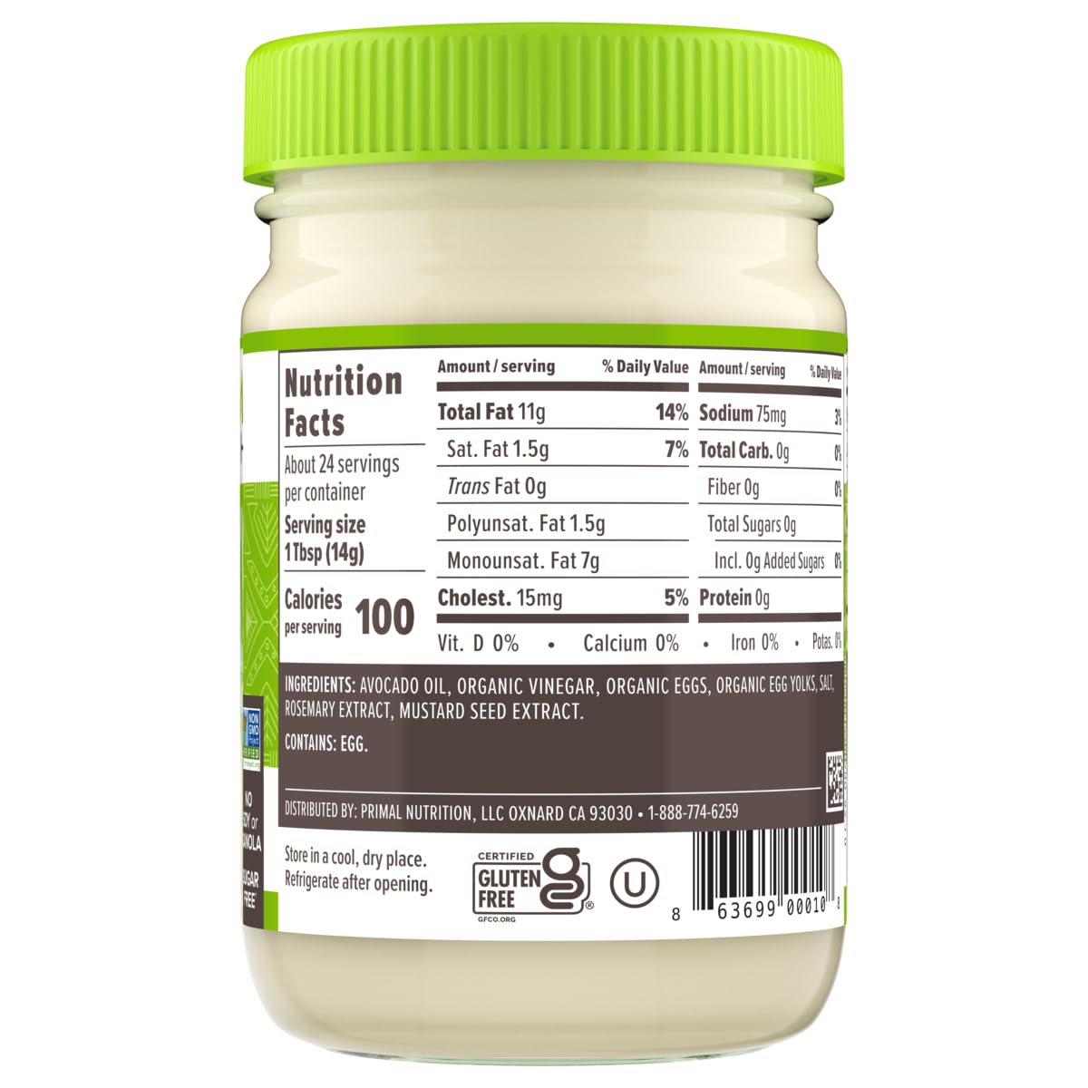 Primal Kitchen Avocado Oil Mayo, 12 oz, Pack of 6, Keto & Paleo Certified