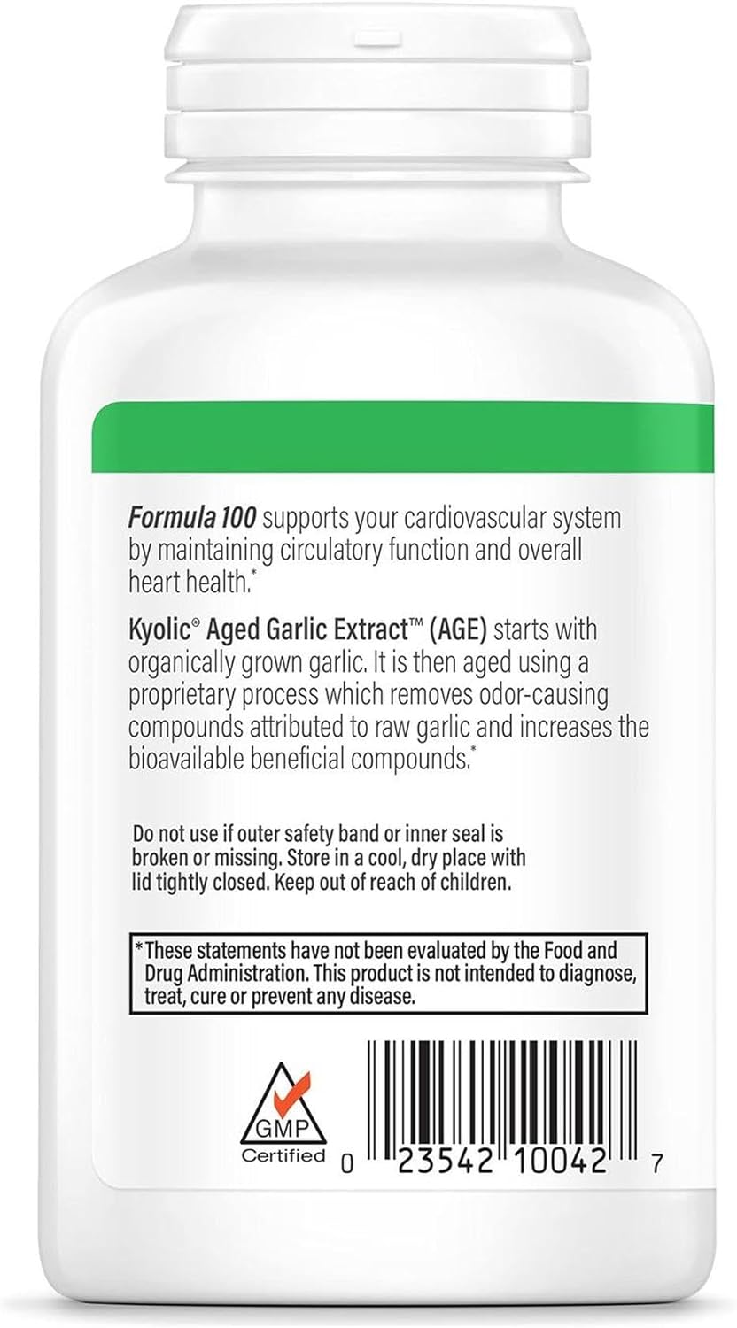 Kyolic Aged Garlic Extract, Cardiovascular Formula 100, 200 Capsules