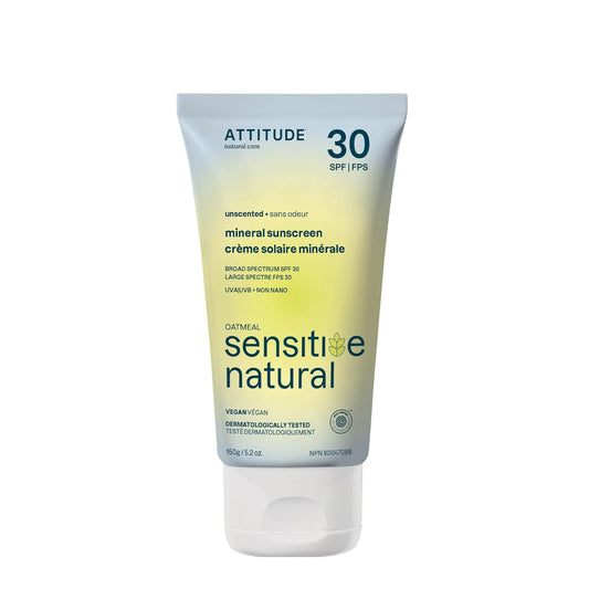 Attitude Unscented Mineral Sunscreen for Sensitive Skin, SPF 30, 2.1 oz.