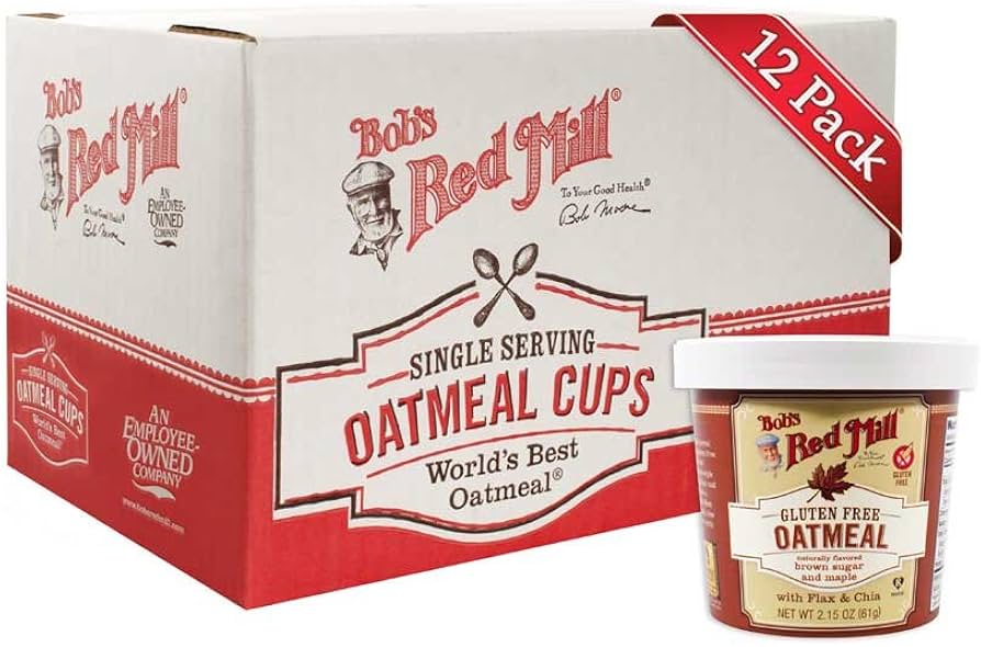 Bob's Red Mill Gluten-Free Oatmeal Cup, Brown Sugar & Maple, 2.15 oz, Pack of 12