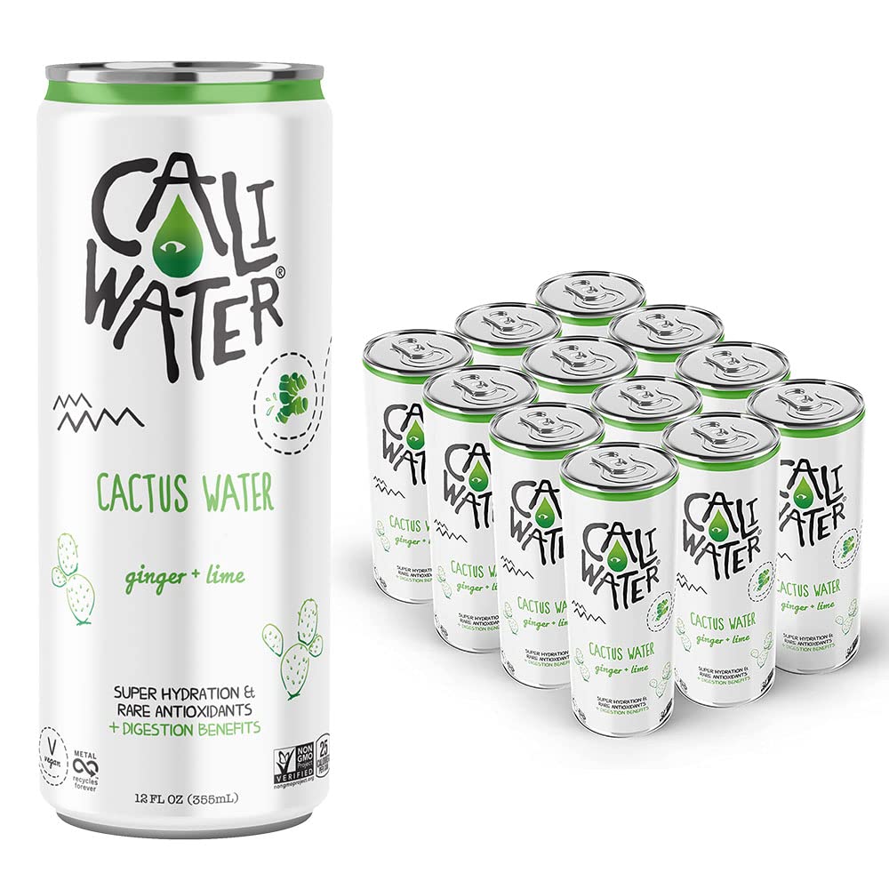 Caliwater Cactus Water: 12-Pack Bottles, Refreshing Ginger Lime, 12 fl oz Each