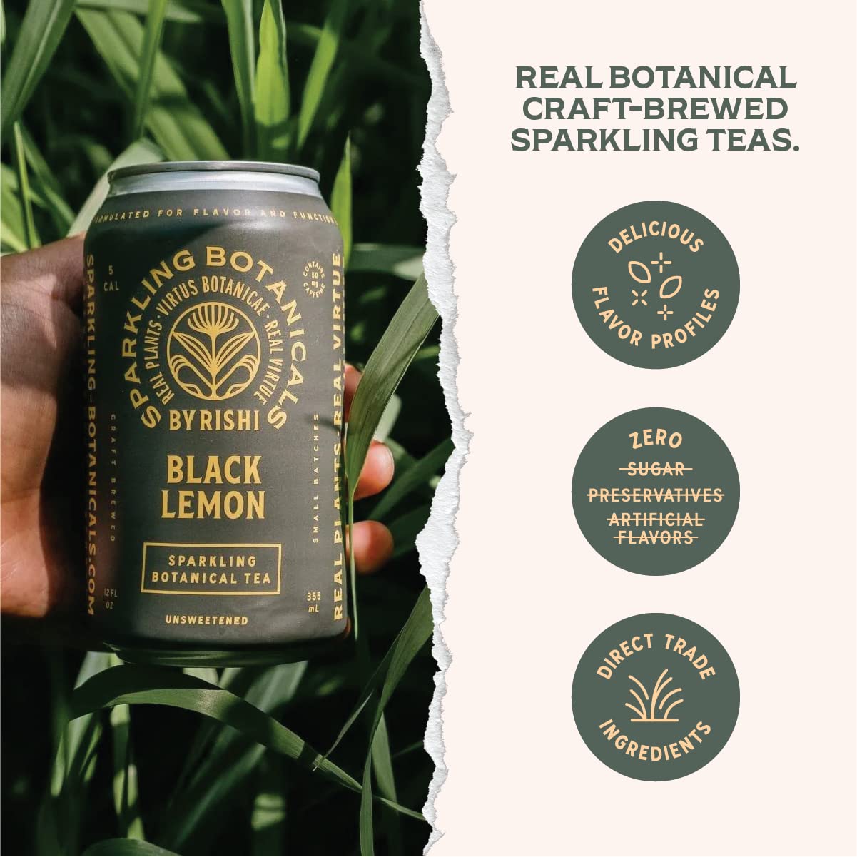 Rishi Sparkling Botanicals Black Lemon Tea, 12 x 12 fl oz