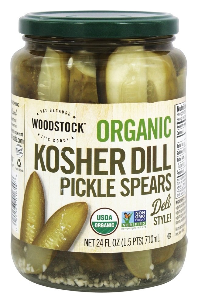 Woodstock Organic Kosher Dill Pickle Spears, 24 fl oz, Pack of 6