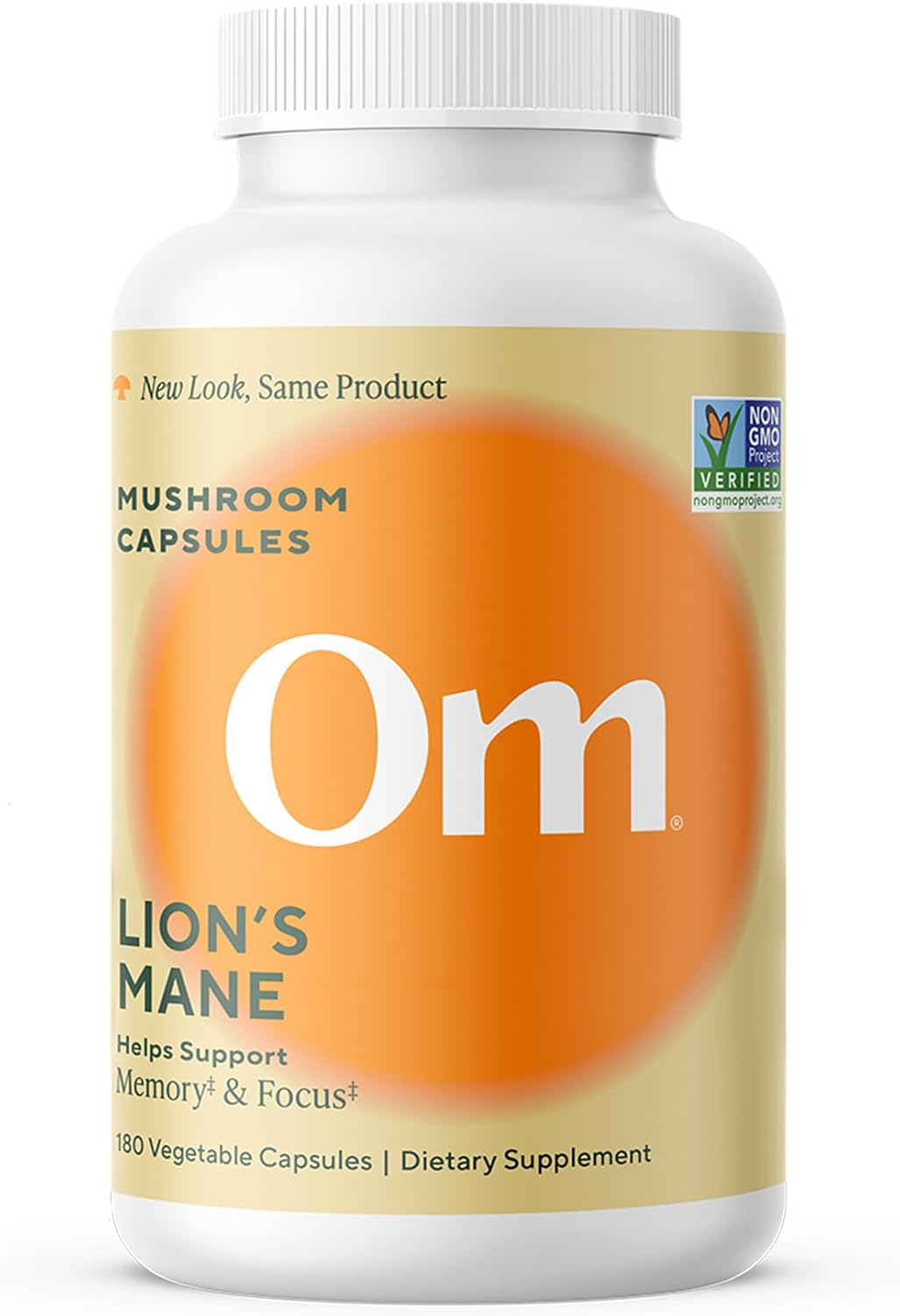 Om Mushroom Superfood Lion's Mane Capsules, 2000mg, 180 Count (60-Day Supply)
