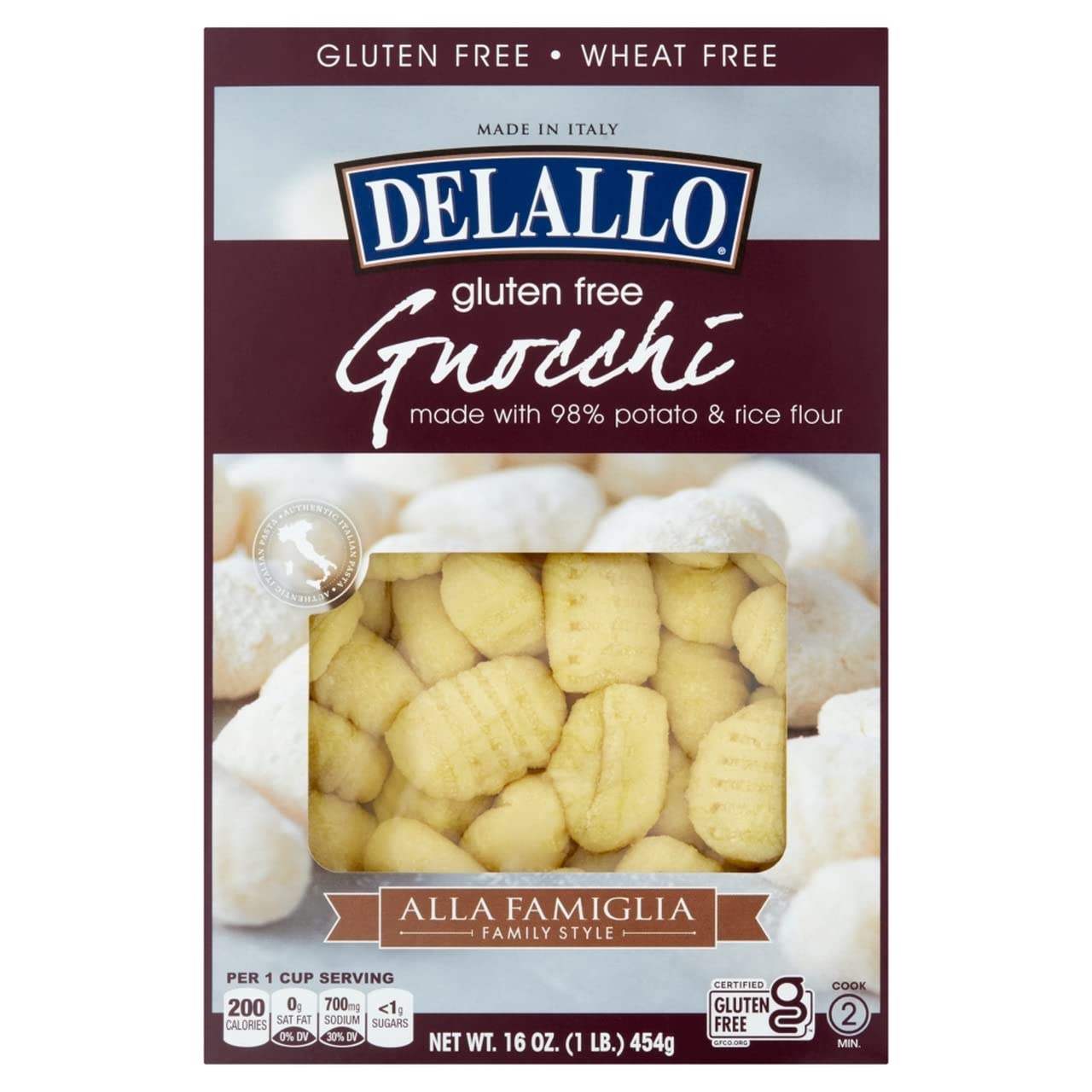 Delallo Gluten-Free Potato Gnocchi, 12 oz, Pack of 6