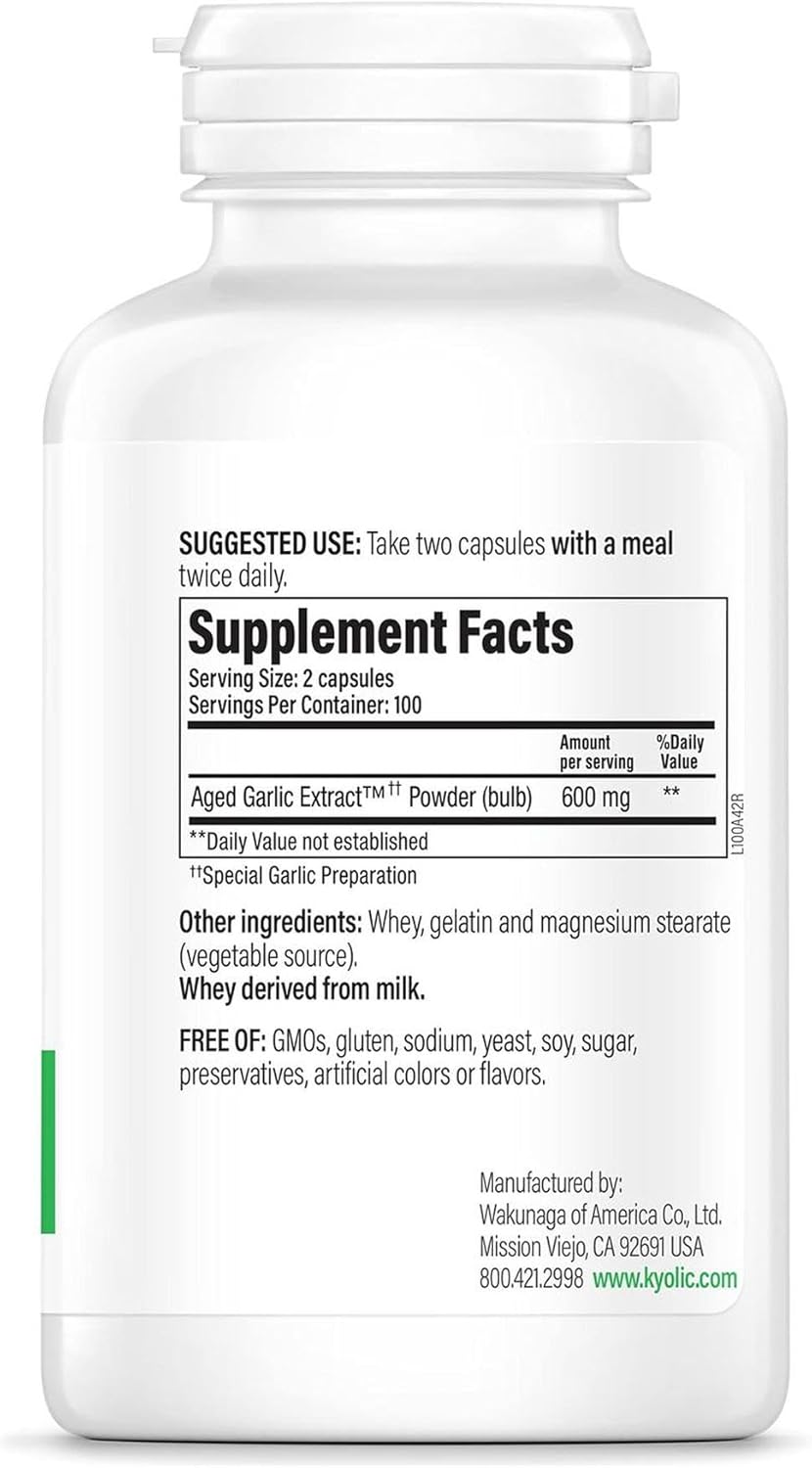 Kyolic Aged Garlic Extract, Cardiovascular Formula 100, 200 Capsules