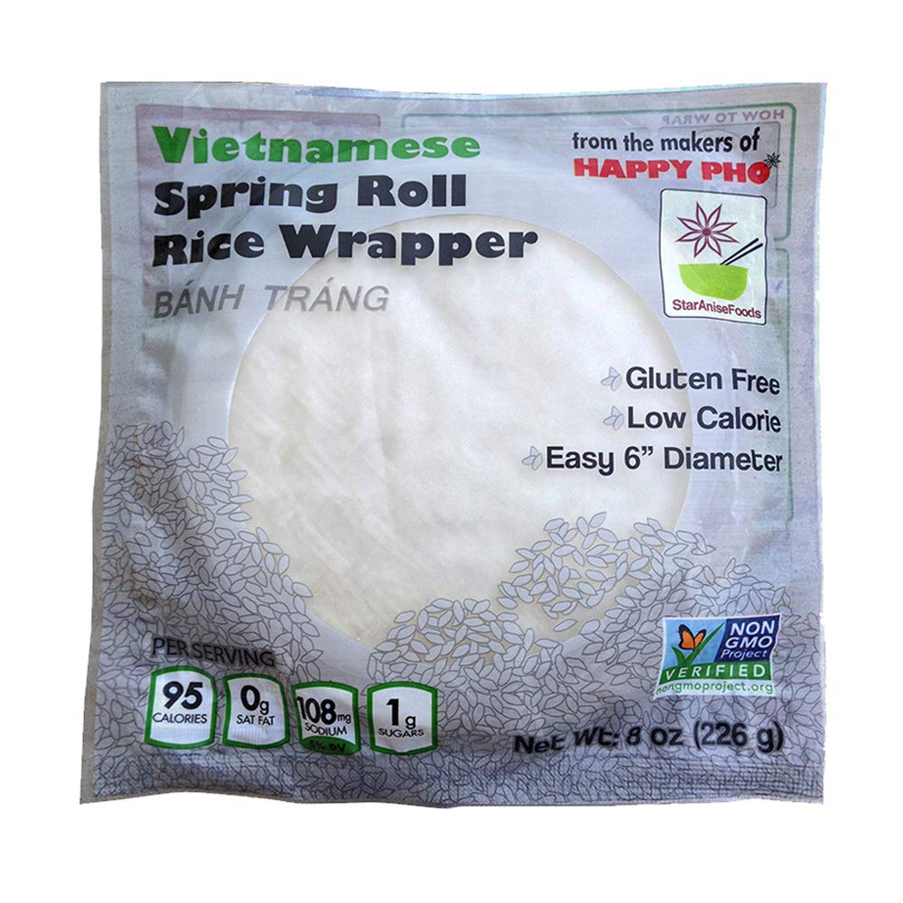Star Anise Foods Vietnamese Rice Paper Spring Roll Wrappers, Case of 12, 8 oz