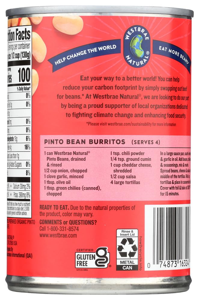 Westbrae Organic Pinto Beans, Case of 12, 15 Oz. Each