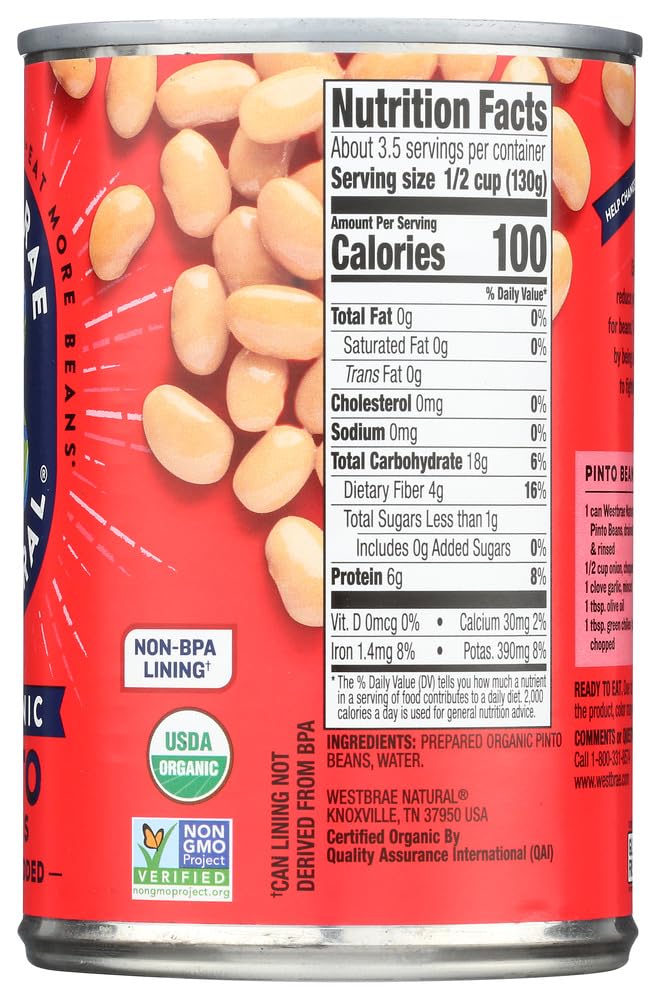 Westbrae Organic Pinto Beans, Case of 12, 15 Oz. Each