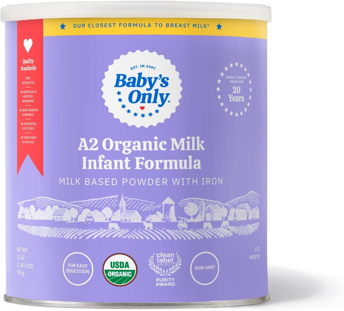 Bulk Pack of 6, Baby's Only Organic Gentle Infant Formula with Iron (21 oz)