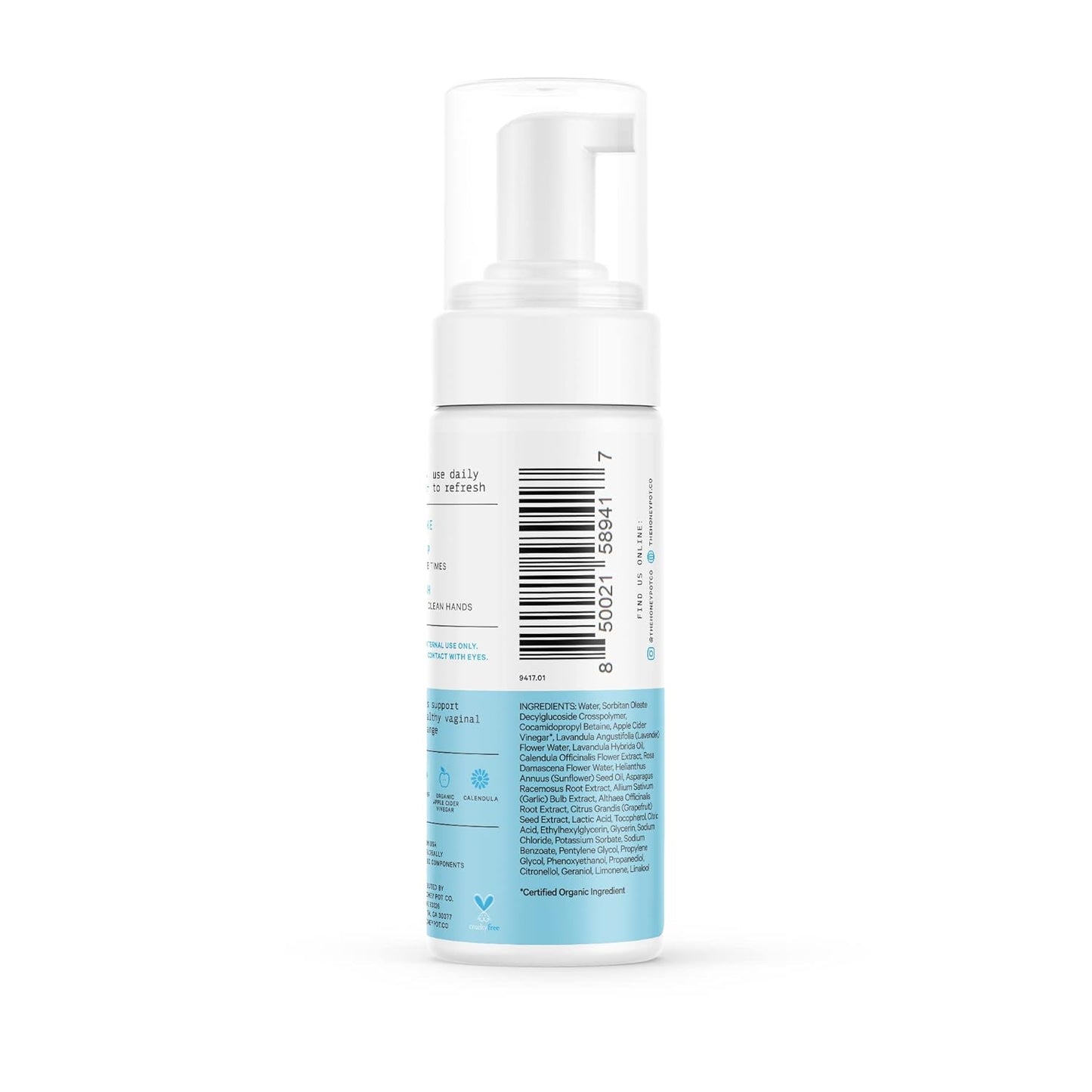 The Honey Pot Sensitive Feminine Foam Wash, Gentle Intimate Cleanser, 5.51 fl oz