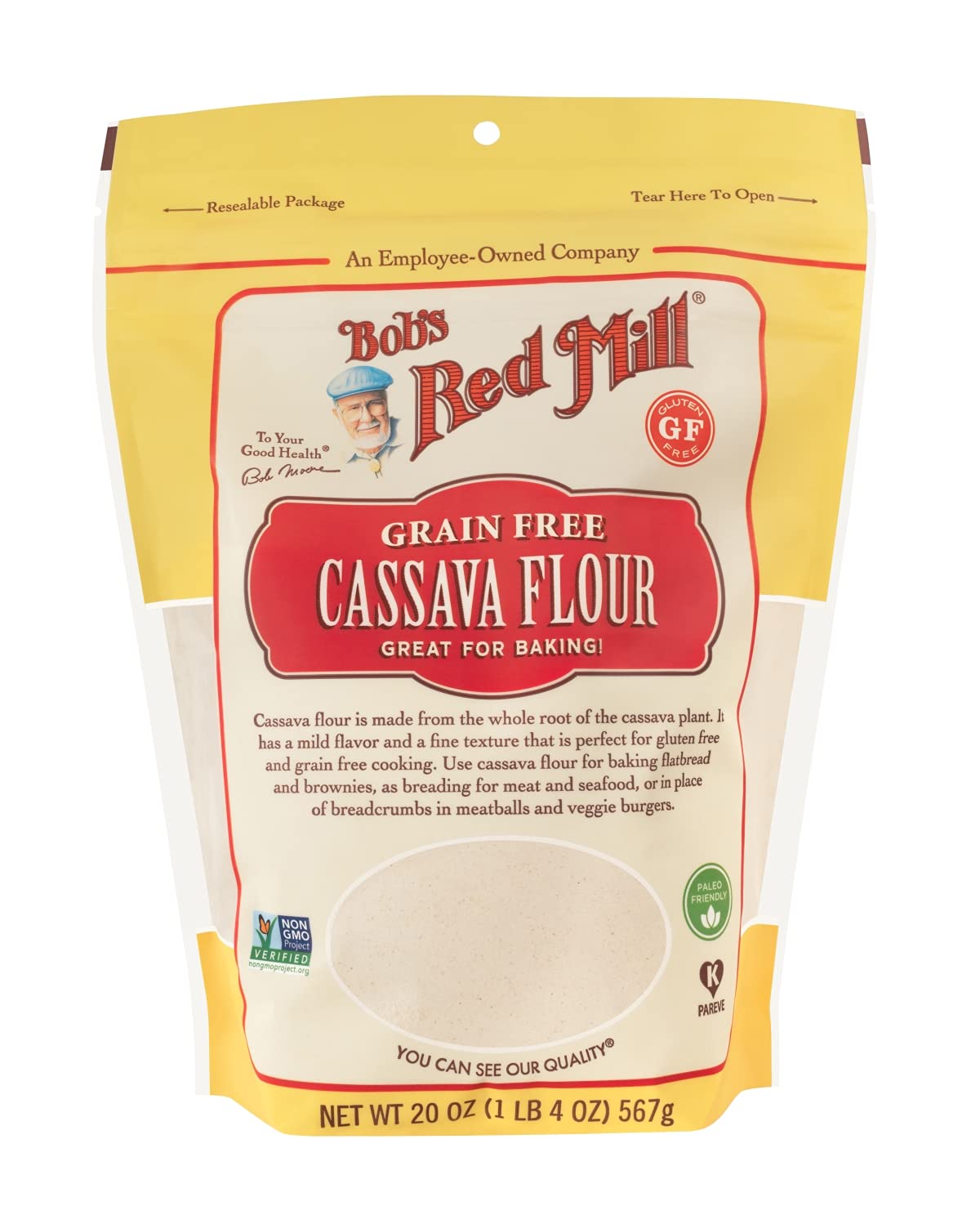 Bob's Red Mill Grain Free Cassava Flour (Pack of 4) - 20 Oz.