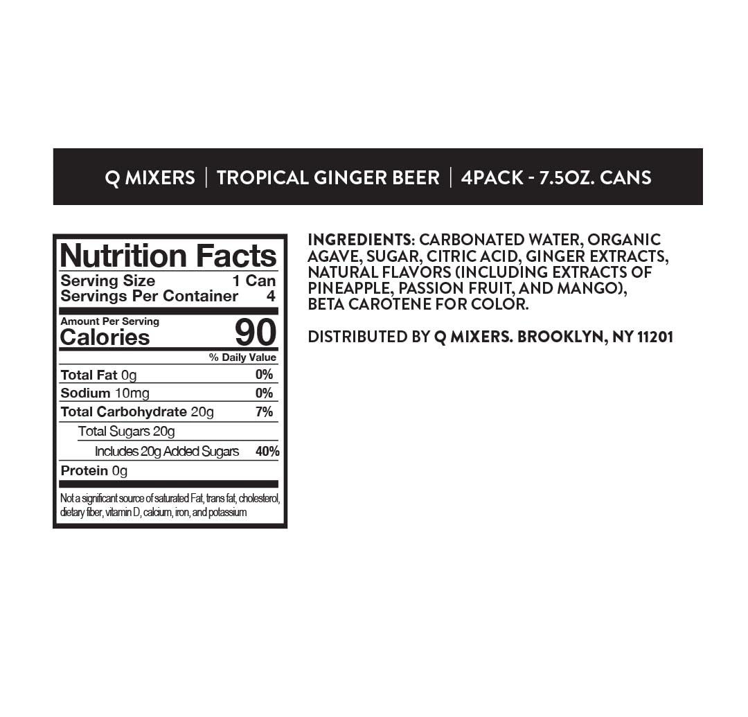 Q Drinks Ginger Beer Tropical (Pack of 6-4/7.5 Fl Oz)