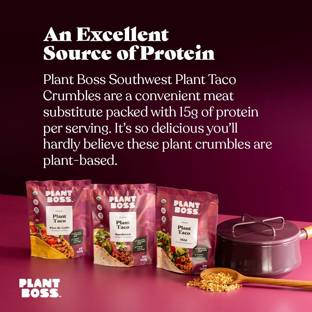 Plant Boss Meatless Crumble Southwest Taco Seasoning, 6-Pack, 3.35 oz.