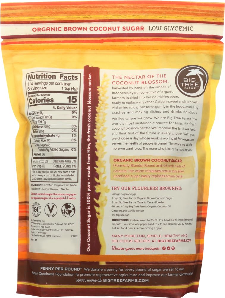 Big Tree Farms Organic Brown Coconut Palm Sugar, 6 Pack, 16 Oz. Each
