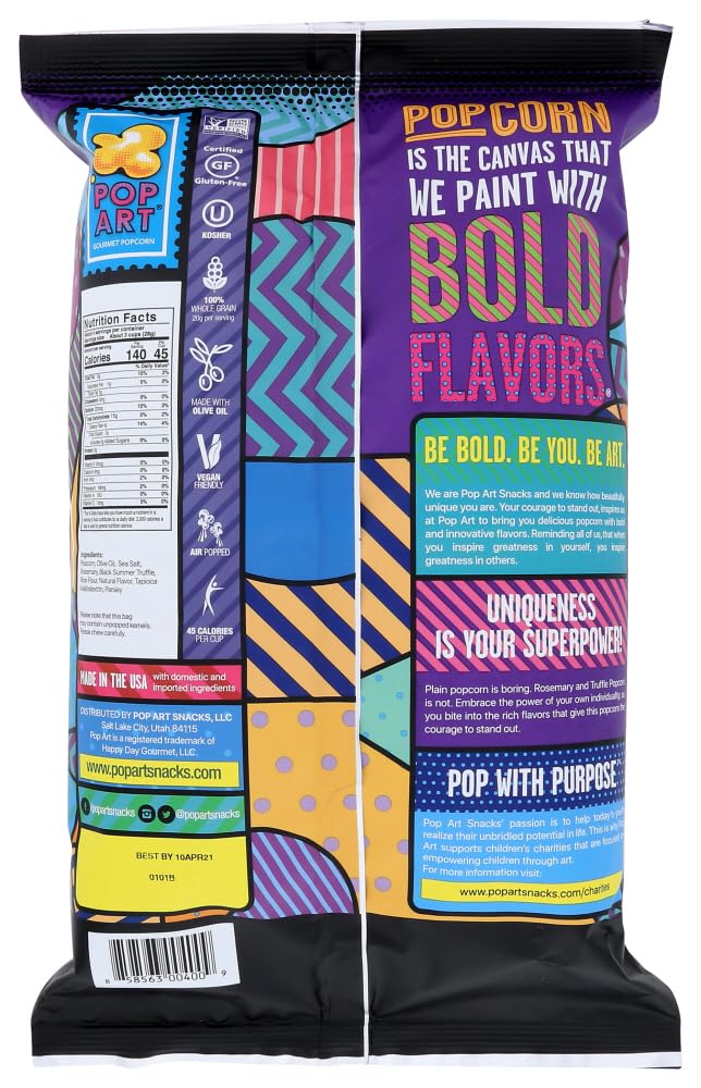 Pop Art Gourmet Popcorn: Rosemary Truffle, 9-Pack, 4 oz Bags