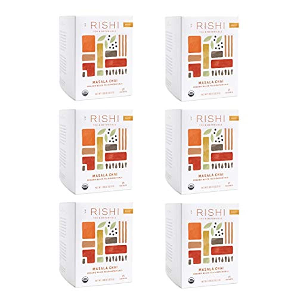 Rishi Organic Masala Chai Tea, 15 Tea Bags (Pack of 6)