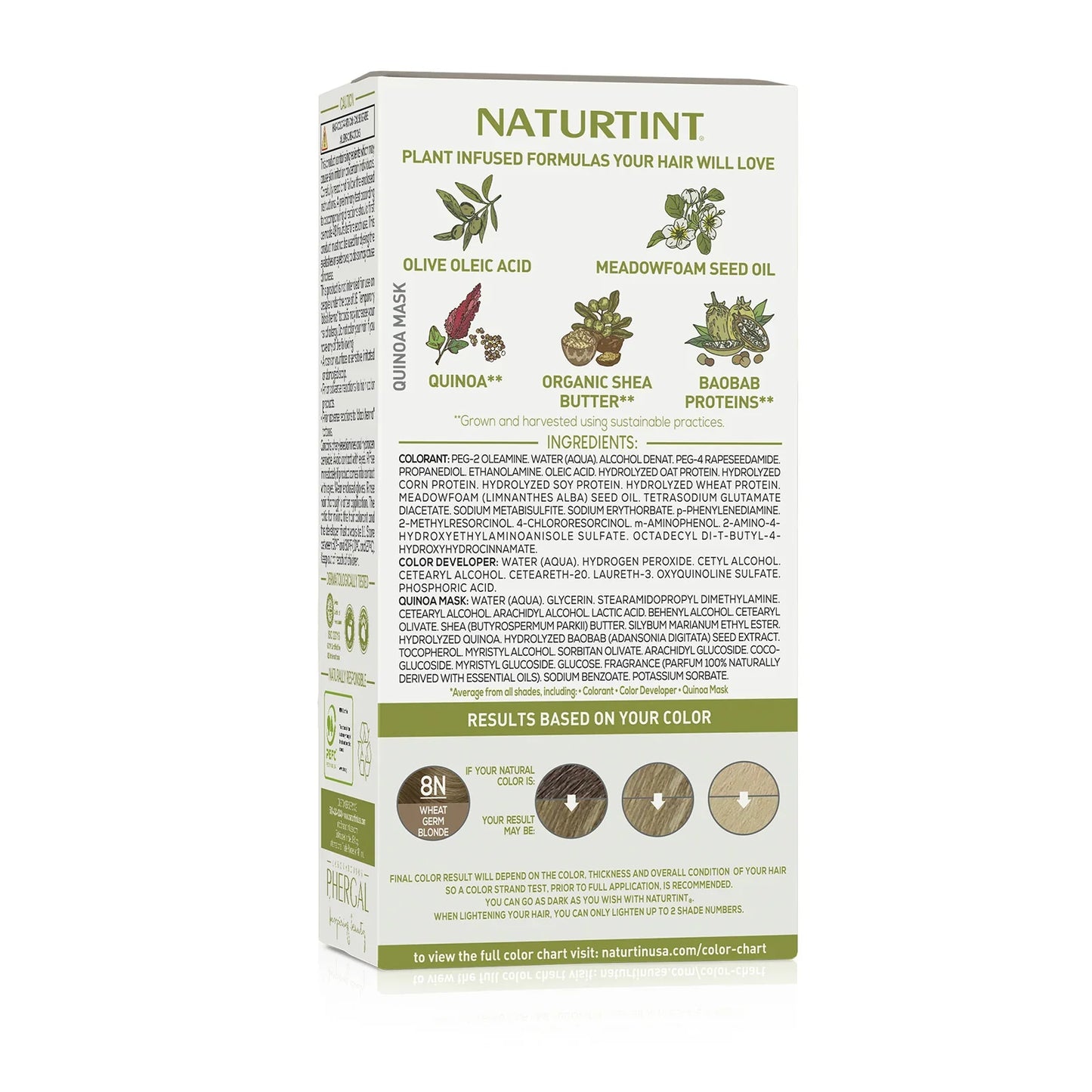 Naturtint 8N Wheat Germ Blonde Permanent Hair Color - Vegan, Ammonia-Free, 5.28 oz (Pack of 3)