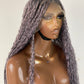 100% Human Hair Bohemian Knotless Braid Wig, Gray Color, Waist Length - (TARA GERY)