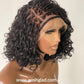 Bob Bohemian Knotless Wig (Human Hair Curls) HD Full Lace, Black Color